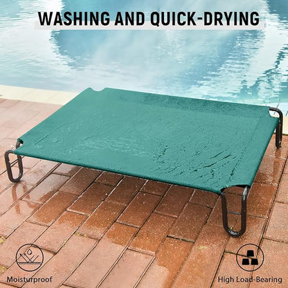 Pettycare Elevated Outdoor Dog Bed - Small Dog Cot, Waterproof, Cooling with Teslin Mesh, Non Slip, Up to 35 lbs, Green