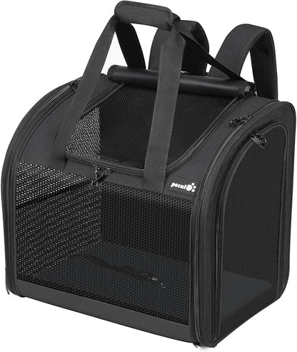 Pecute Cat Backpack with Widened Interior Space, Upgraded Dog Backpack Carrier with Various Ways to Carry, Pet Backpack with Breathable Mesh, Pet Travel Carrier with Soft Padded,Dark Grey