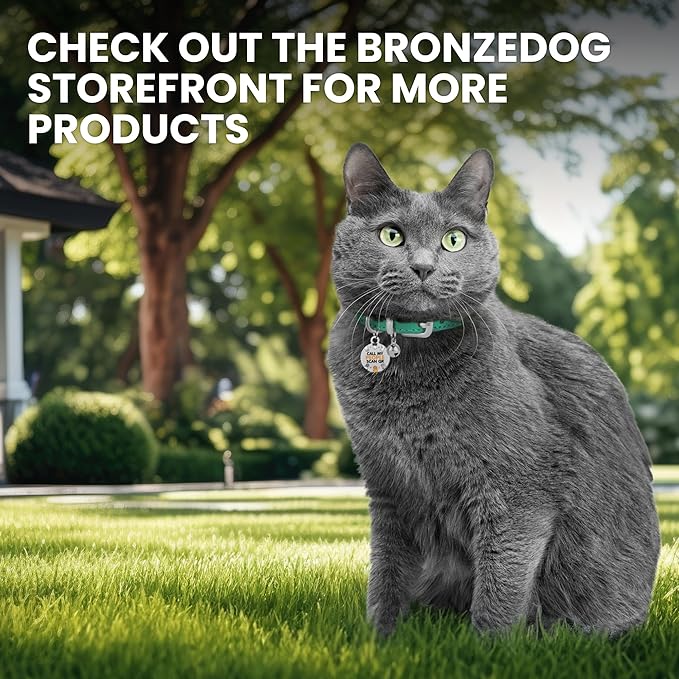 BRONZEDOG Leather Cat Collar with Removable Bells Non Breakaway Kitten QR Tag for Girl Boy (7" - 9" for Cats, White & Silver)