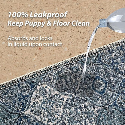 nunubaby Washable Pee Pads for Dogs, Stylish, Non-Slip and Leak-Proof Pee Pads. Reusable Potty Pads for Dogs for Crates and Floors.(Blue/Multi, 72" x72" )
