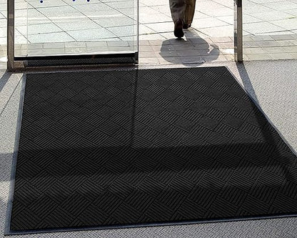 WaterHog Diamond | Commercial-Grade Entrance Mat with Rubber Border – Indoor/Outdoor, Quick Drying, Stain Resistant Door Mat (Charcoal, 3' x 5')