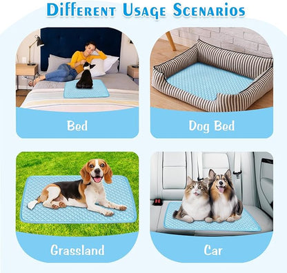 Pet Cooling Mat for Dogs & Cats - Washable Dog Cooling Mat Portable Pet Cool Pads Blanket for Indoor & Outdoor Car Seats