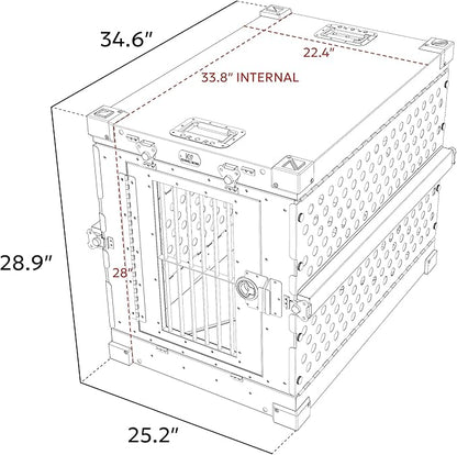Heavy Duty Fully Collapsible Powder-Coated Aluminum Dog Crate - Medium (Black)