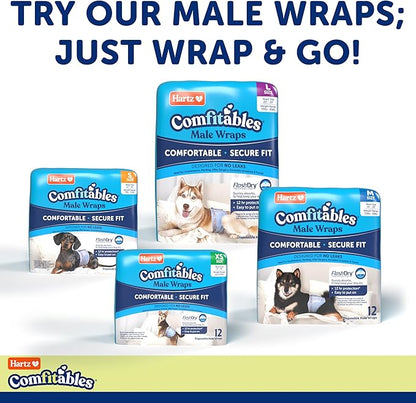 New! Hartz® Comfitables® Disposable Dog Diapers, Size XXS 42 count, Comfortable & Secure Fit, Easy to Put On, Super Absorbent Male and Female Diaper