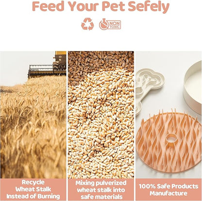 Slow Feeder Dog Bowl for Large Dogs with Non-Slip Base - Adjustable Speed Design, Removable Puzzle Inserts & Dishwasher Safe, Pink
