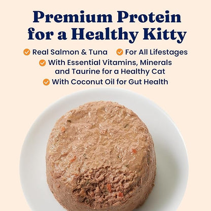 Solid Gold Wet Cat Food Pate in Coconut Oil - Healthy Canned Cat Food Pate w/Real Salmon, Omega Fatty Acids, Vitamins & Minerals - Grain Free & Gluten Free Canned Meals for Cats & Kittens - 24ct/3oz