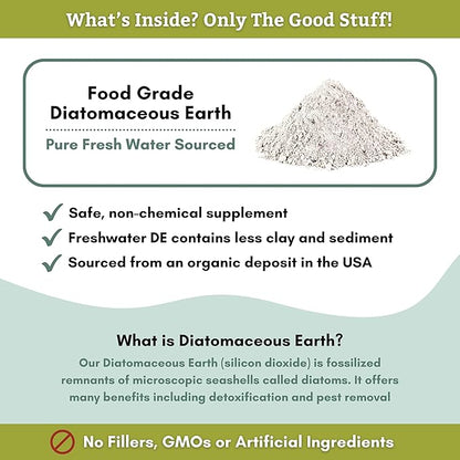 Wholistic Pet Organics DE for Dogs Organic Food Grade for Dogs Safe Non-Chemical Freshwater Silica Improves Overall Health (26 oz)
