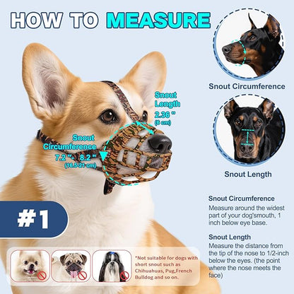 Basket Muzzle to Prevent Biting, Dog Muzzle for Large Medium Small Dogs Allows Panting Drinking Anti Chewing, Perfect for Grooming Trimming Training and Aggressive Reactive Dogs (Brown, Size 1)
