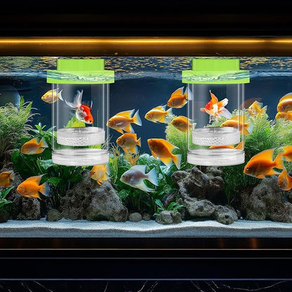 2 Pcs Breeder Box for Fish Tank Aquarium Breeder Separation Net Breeding Box with Suction Cup for Small Fish Shrimp Clownfish Guppy(Green,M)