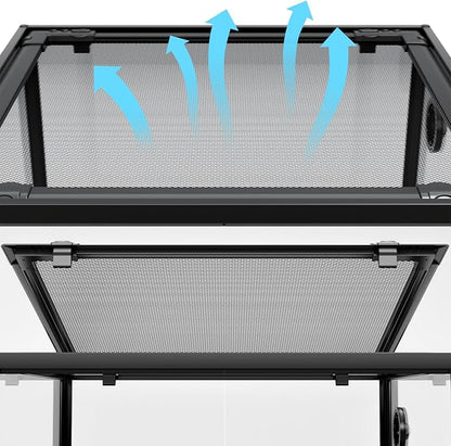 Oiibo 18" x 18" x 24" Glass Reptile Terrarium, Knock-Down Rainforest Reptile Habitat Tank with Front Opening Doors & Top Screen Ventilation, 30 Gallon Vertical Terrarium
