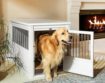 New Age Pet EHHC404XL ecoFLEX Pet Crate/End Table, Antique White, X-Large