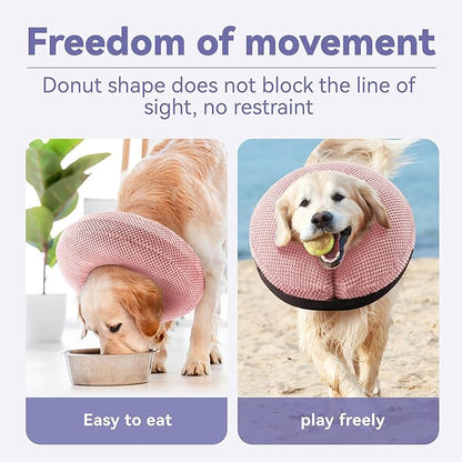 Soft Inflatable Dog Cone Collar for Small Medium Large Dogs - Neck Donut E Collar Alternative for Recovery After Surgery - Pink S
