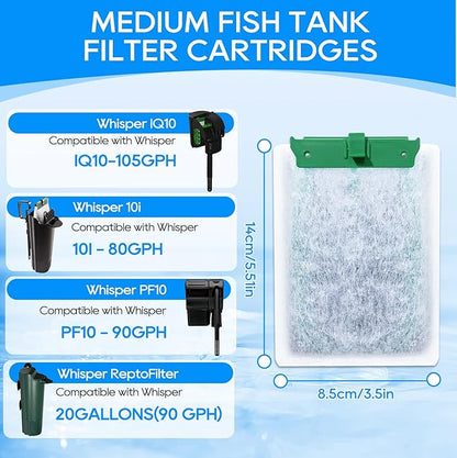 16PCS Medium Filter Cartridges Compatible with Tetra Whisper Bio-Bag Filter Cartridges Medium for Aquariums 10i IQ10 PF10, Fish Tank Filter Cartridges Power Filter Replacement for Tetra Filter