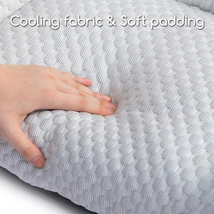 Hollypet Cooling Dog Cat Pet Couch Soft Calming Sofa Bed for Medium Small Cats and Dogs, Gray, 24"x 18"x10"