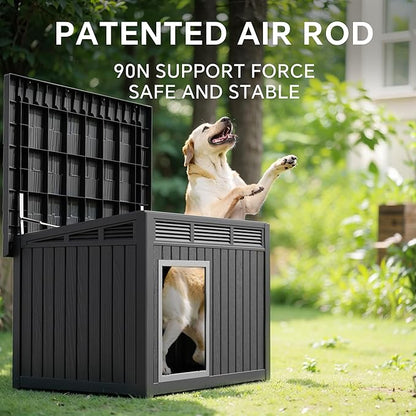 DRATO Dog House for Both Indoor and Outdoor with Weatherproof Roof Removable Floors for Medium to Large Dogs Interior Space (Black, Large (42.87 * 32.95 * 31.61''))