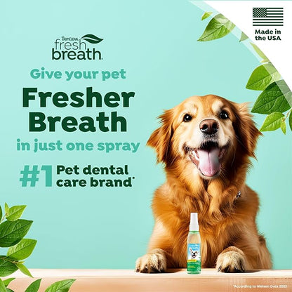 TropiClean Fresh Breath Oral Care Spray for Dogs & Cats | Dog Breath Spray | Mint Breath Freshener | Pet Bad Breath Treatment | Made in The USA | 4 oz