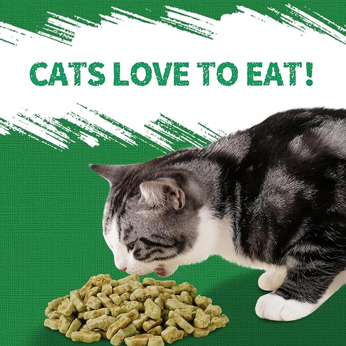 Just Try 13.4 OZ Cat Treats for Indoor Cats Hairball Control Natural Salmon Healthy Cat Grass Treats Kitten Snacks Training Biscuits Catnip for Cats Dental Care