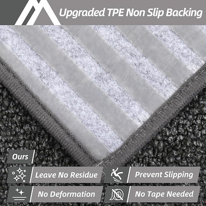 COSY HOMEER Edging Stair Treads Non-Slip Carpet Mat 28inX9in Indoor Stair Runners for Wooden Steps, Edging Stair Rugs for Kids and Dogs, 100% Polyester TPE Backing (7pc, Black,)