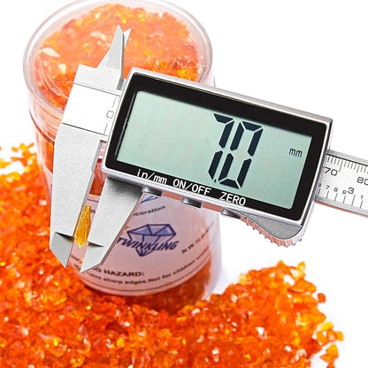TWINKLING High Luster Crushed Glass Glitter, Broken Glass, Fire Glass Gems Chips for Fire Pit, DIY Resin Art, Epoxy Crafts, Geode Painting, Aquarium Decoration, 6-9mm(370g/13oz.) (Orange Red)