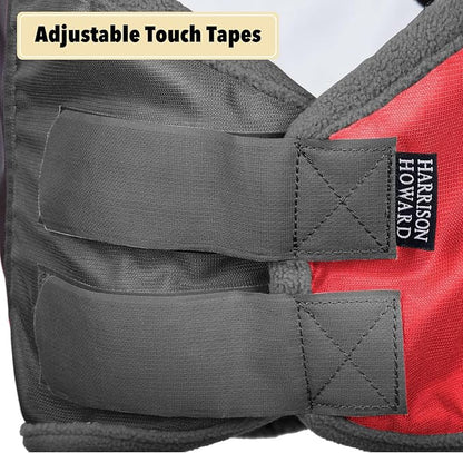 Harrison Howard Pro Luminous Horse Fly Mask Standard with Ears UV Protection for Horse Scarlet Red/Black Large Full Size
