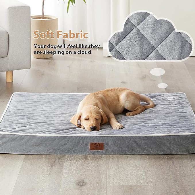 WNPETHOME Orthopedic Dog Bed for Crate, Waterproof Extra Large Dogs Bed with Removable Washable Cover, Multi-Needle Quilting Dogs Crate Beds