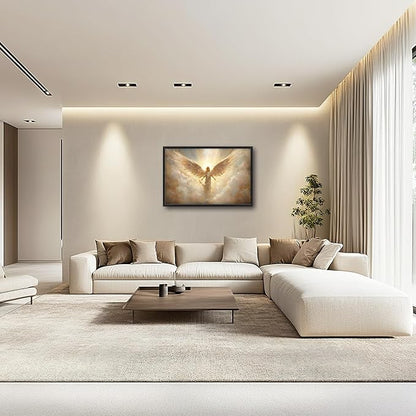 Large Angel Wall Art for Living Room, Framed Oversized Angel Wing Wall Decor Fantasy Sky Clouds Canvas Painting Modern Artwork for Living Room Bathroom Bedroom Office Dining Room 36"x24"