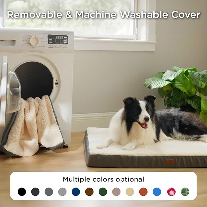 Bedsure Dog Bed for Large Dogs - Orthopedic Waterproof Puppy Beds with Removable Washable Cover, Egg Crate Foam Pet Mat, Suitable for Pet Up to 65 lbs