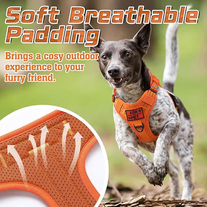 rabbitgoo Tactical Dog Harness Medium Sized Dog, No Pull Military Service Vest with Handle & Molle, Easy Control for Training Walking, Adjustable Reflective Straps, Orange, M
