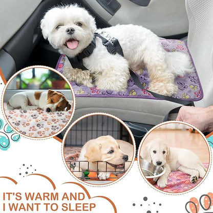 4 Pcs Waterproof Guinea Pig Blankets Washable Small Animal Fleece Bedding Absorbent Guinea Pig Cage Liners Reusable Pet Pee Pad Sleep Mat Pad Cover for Hamster Ferret (Paw Print, 28 x 56 Inch)