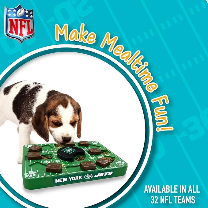 Pets First NFL New York Jets Puzzle, Interactive Dog Treat Puzzle Toy