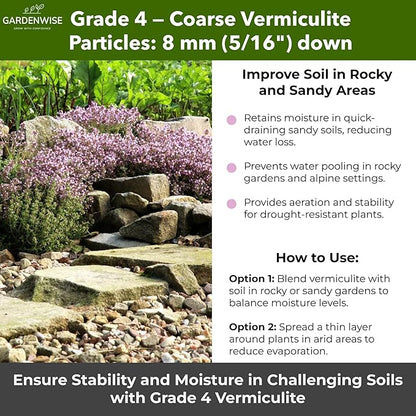 Organic Coarse Vermiculite for Indoor Gardening Plants and Mushrooms – Enhances Soil Aeration, Seed Germination, Rooting Cuttings – Small Packages and Bulk (Vermiculite Grade 4 – Coarse, 20 quarts)