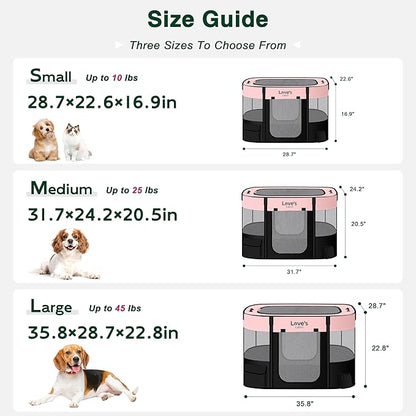Love's cabin Pet Puppy Dog Playpen, Small Dog Tent Crates Cage Indoor/Outdoor, Portable Exercise Playpen for Cat, Foldable Pop Up Dog Kennel Playpen with Carring Case (S, Pink)