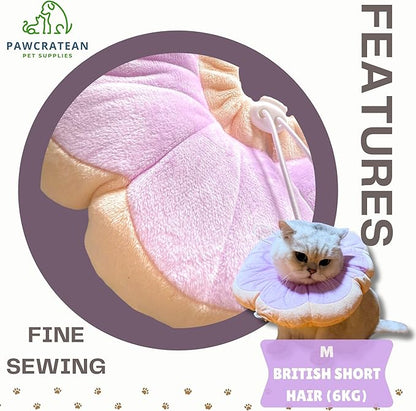Adjustable Comfy Flower Style Elizabeth Collar for Cats Puppies Soft Recovery Cone Pet Protective Neck Collar (Purple, Small)