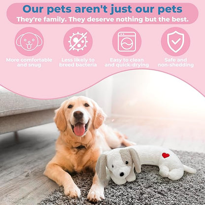 Heartbeat Puppy Toy for Dogs, Heartbeat Stuffed Animal for Anxiety Relief Calming Aid, Heartbeat Stuffed Toy for Behavioral Aid Crate Kennel Training, Puppy Essentials White