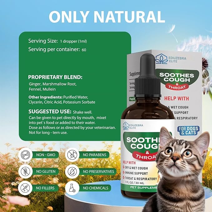 Kennel Cough Drops for Dogs & Cats Cough Relief Dry and Wet Pet Cough Allergy Relief - for Dogs of All Breeds & Sizes