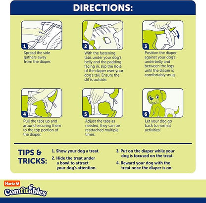New! Hartz® Comfitables® Disposable Dog Diapers, Size XL 5 count, Comfortable & Secure Fit, Easy to Put On, Super Absorbent Male and Female Diaper