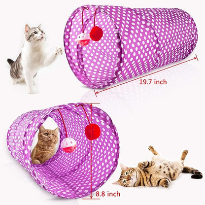 MIBOTE 28Pcs Cat Toys Kitten Toys Assorted, Cat Tunnel Catnip Fish Feather Teaser Wand Fish Fluffy Mouse Mice Balls and Bells Toys for Indoor Cat Puppy Kitty Interactive Cat Toy Set