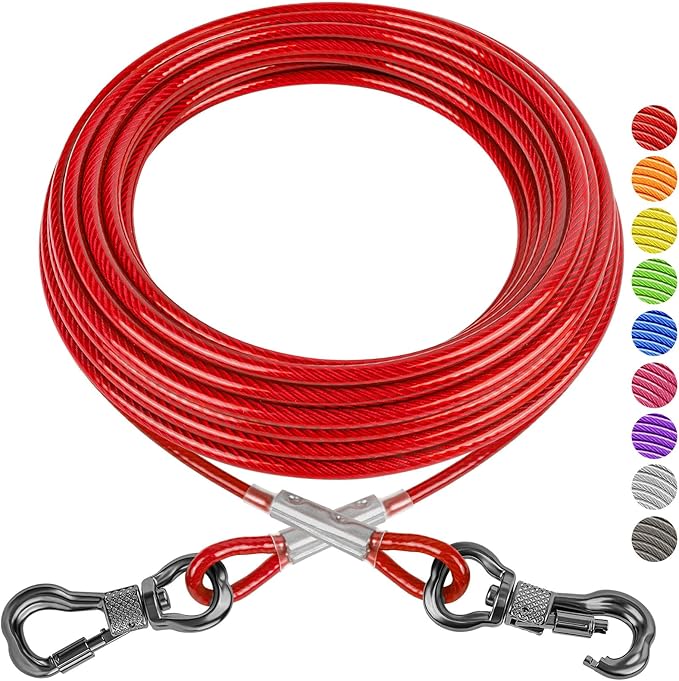 XiaZ Dog Tie Out Cable, Heavy Duty Dog Chains for Outside with Lockable Hook, Pet Runner Cable Leads for Yard, Dog Line Tether for Small Medium Large Dogs Up to 125 LBS