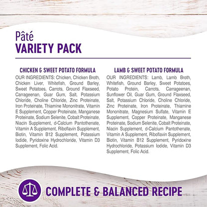 Wellness Wet Canned Dog Food, Pate Variety Pack, 12.5 Ounce Can (Pack of 6)