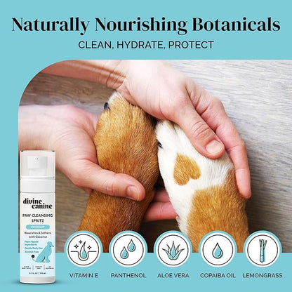 Dog Paw Cleaner - 5.1 Fl Oz of Alcohol Free Paw Cleansing Spray - Made with Coconut, Aloe, Copaiba Oil, and Lemongrass Oil to Nourish and Clean Paws - Made in The USA