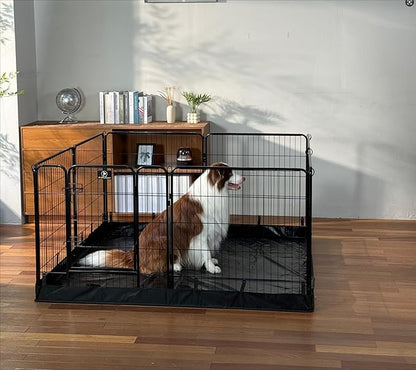 PJYuCien Dog Playpen Plus Storage Bag, 32" H 8 Panels Puppy Pen with Square Bottom, Heavy Duty Dog Fence for Puppies/Small Dogs
