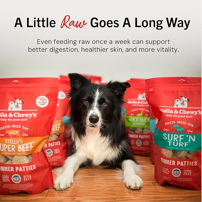 Stella & Chewy's Freeze-Dried Raw Dinner Patties - Beef Recipe - High Protein Grain-Free Puppy & Dog Food - Perfect For Picky Eaters - 14 oz