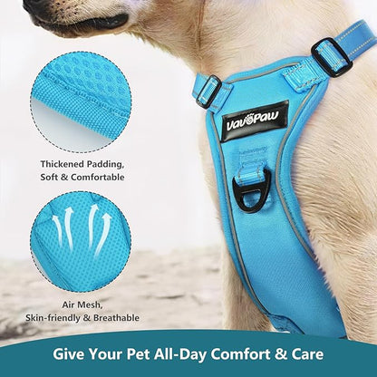 Dog Seat Belt Harness for Car, Dog Car Harness Adjustable Mesh Breathable & Dogs Seatbelt Safety Tether with Elastic Bungee for Small Medium Large Pets(Blue, L)