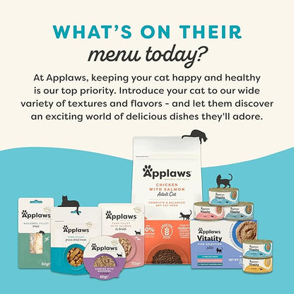 Applaws Vitality Wet Cat Food in Broth, Natural Canned Cat Food, Wet Food for Cats with Added Vitamins and Minerals, Grain Free, Carrageenan Free, Tuna Fillet in Broth (24 Count, 2.47 oz Cans)