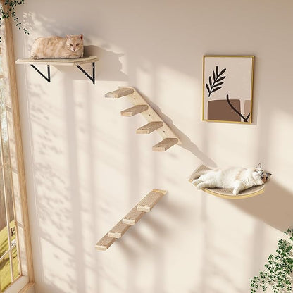 2PCS Cat Wall Shelves with Scratching Mat, 16.6x9.7 Inch Large Cat Wall Hammock Cats Furniture Shelf Window Perch Wall Mounted Beds for Household Pets Sleeping, Playing, Climbing