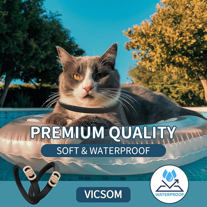 Flea and Tick Collar for Cats - 4 Pack, 32 Month Protection Treatment, Waterproof, Natural Prevention, Adjustable for Cats & Kittens (Black)