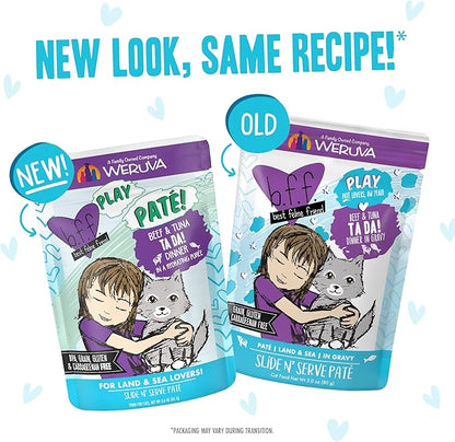 Weruva B.F.F. Play - Best Feline Friend Paté Lovers, Aw Yeah!, Paté Jamboree! Variety Pack, 3oz Pouch (Pack of 12)
