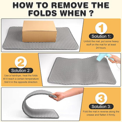 Cat Litter Mat Double Layer Waterproof Urine Proof Trapping Mat 2 Pack (Gray, 24x15 Inch)
