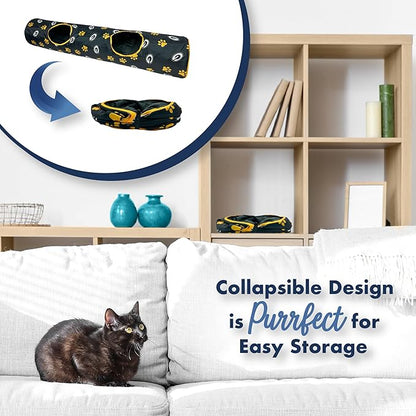 NFL Green Bay Packers Cat Tunnel Tube Toy with Plush Football Catnip and Feathers Collapsible Tunnel for Cats to Play, Peek and Hide, Sporty & Fun Cat Tunnel Toy with Team Logo All-Over Design!