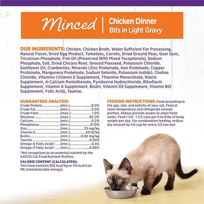 Wellness Complete Health Minced Adult Wet Cat Food, Natural, Protein-Rich, Grain Free, 5.5 Ounce, 24 Pack, (Chicken Entrée)